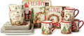 Nutcracker Parade Christmas 16 pc Dinnerware Set Service for 4 – Vintage Holiday Plates Mugs &amp Bowls – Santa Nutcracker Reindeer Art – Festive Tableware Service for 4