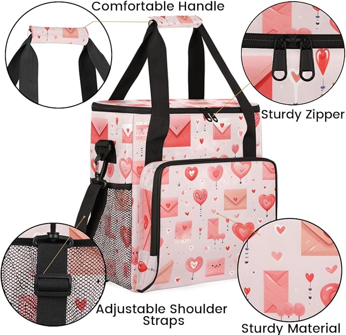 Heart Letter Coffee Maker Carrying Bag Portable Travel Storage Tote Bag Compatible with K-Mini or K-Mini Plus Single Serve Coffee Brewer Carrying Case with Multiple Pockets &amp Shoulder Strap