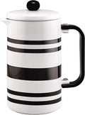 BonJour 47041 Hot Beverage Ceramic French Press Coffee Maker with Flavor Lock Filter and Bamboo Handle - 32 Ounce Black Stripes