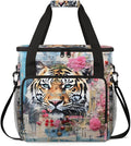 Oil Painting Tiger Coffee Maker Carrying Bag Graffiti Tiger Travel Storage Bag Compatible with K-Mini or K-Mini Plus Single Serve Coffee Brewer Carrying Case with Multiple Pockets &amp Shoulder Str