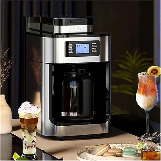 1000W Coffee Maker Machine Home Automatic LED-display Bean Grinder Fresh Grinding American Espresso Coffee Tea Milk