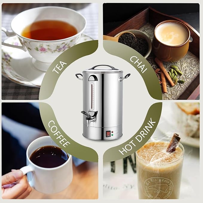 Commercial Coffee Urn 24L 160Cup Stainless Steel Quick Brew Hot Dispenser for Catering Commercial Grade Large Capacity Coffee Maker For Meeting Rooms Church School Stainless Steel