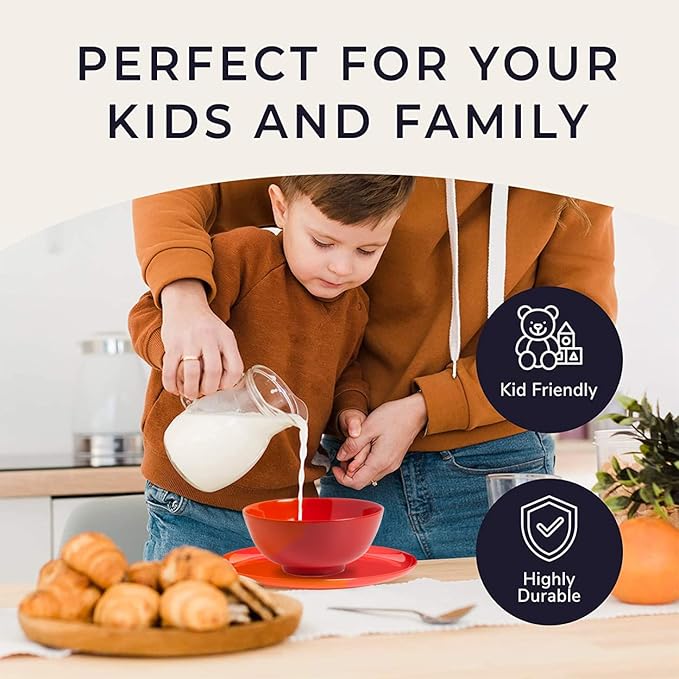 Melamine Serving bowls | Extra Durable Melamine Pasta Salad Bowl | Shatter-Proof and Chip-Resistant | Dishwasher Safe BPA Free | Lightweight Dinnerware Set of 4 | Perfect for Parties Picnics BBQ