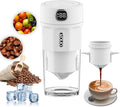 Portable Coffee Grinder and Blender Smoothies with 12Oz BPA Free Personal Travel Cup Durable Stainless Steel Mix Blender with Metal Coffee Filter USB Rechargeable(White)