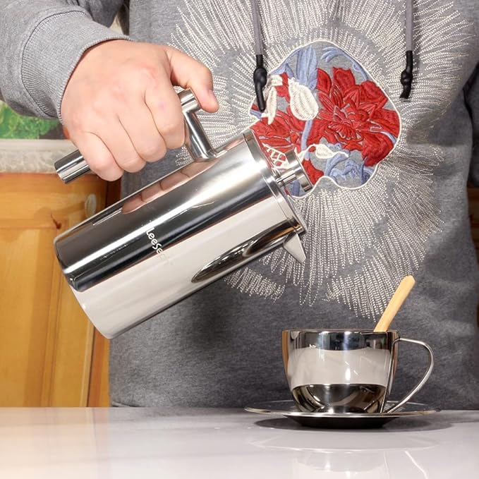 Best French Press Coffee Maker - Wall 304 Stainless Steel Keeps Brewed or Tea Hot