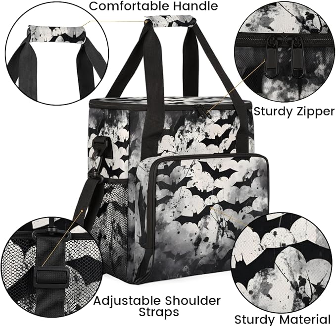 Gothic Bat Coffee Maker Carrying Bag Abstract Bat Travel Storage Bag Compatible with K-Mini or K-Mini Plus Single Serve Coffee Brewer Carrying Case with Multiple Pockets &amp Shoulder Strap