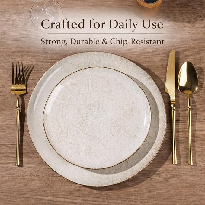 AmorArc Ceramic Dinnerware SetsHandmade Reactive Glaze Stoneware Plates and Bowls SetsHighly Scratch Resistant | Dishwasher &amp Microwave Safe Dishes SetService for 4 (12pc)
