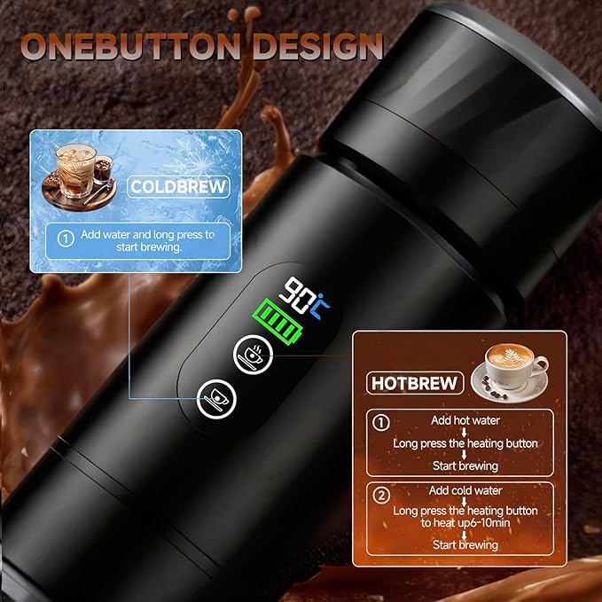 Portable Coffee Maker Removable 7500mAh Battery 20Bar High-Pressure Fast Extraction USB Charging Stand &amp Carry Bag Supports Coffee Grounds &amp NS Pods Ideal Camping Makers for Travel