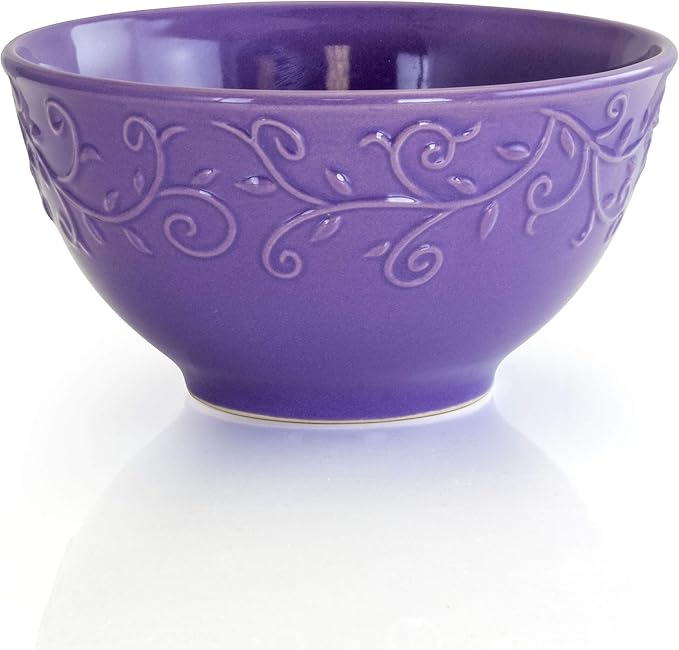 Unknown1 Lavender Field 16-Piece Dinnerware Set Purple Textured Casual Round Stoneware 16 Piece Microwave Safe Medium