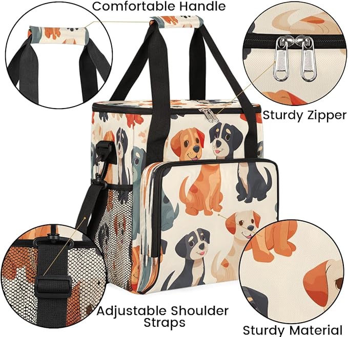 Cartoon Dogs Coffee Maker Carrying Bag for Keurig K-Mini or K-Mini Plus Storage Portable Coffee Maker Travel Bag
