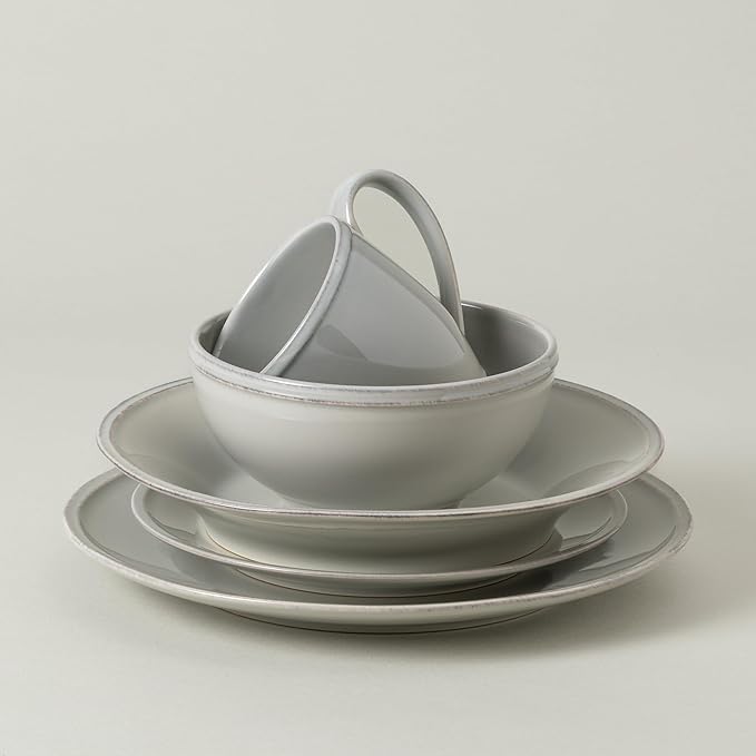 Costa Nova Ceramic Stoneware 5-Piece Place Setting Service for 1 - Friso Collection Grey | Microwave &amp Dishwasher Safe Dinnerware Set | Food Safe Glazing | Restaurant Quality Tableware