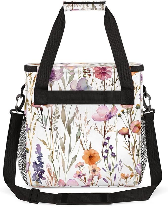 Vibrant Flower Coffee Maker Carrying Bag Portable Travel Storage Tote Bag Compatible with K-Mini or K-Mini Plus Single Serve Coffee Brewer Carrying Case with Multiple Pockets &amp Shoulder Strap