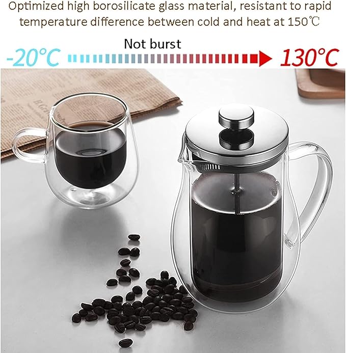 Press Coffee Maker Coffee Press CaffettiereCoffee Maker French Press Coffee Maker French Press Coffee MakerDouble Wall Borosilicate Glass 304 Stainless Steel Filtration System Clear Coffee Press