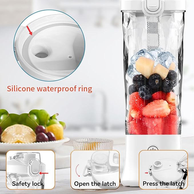 240W Portable Blender 20oz USB Rechargeable Travel Blender with LED Display Pulse &amp Modes IPX7 Waterproof BPA-Freejuice Ice Crushing for Shakes Smoothies Sports &amp Outdoor【White】