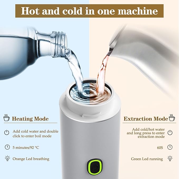Portable Coffee Maker Espresso Machine for camping Travel Coffee Maker with USB-C 3-in-1 Small Espresso Machine with Ground Coffee &amp Capsules (NS＆DG) for RV Hiking Office(Silver)