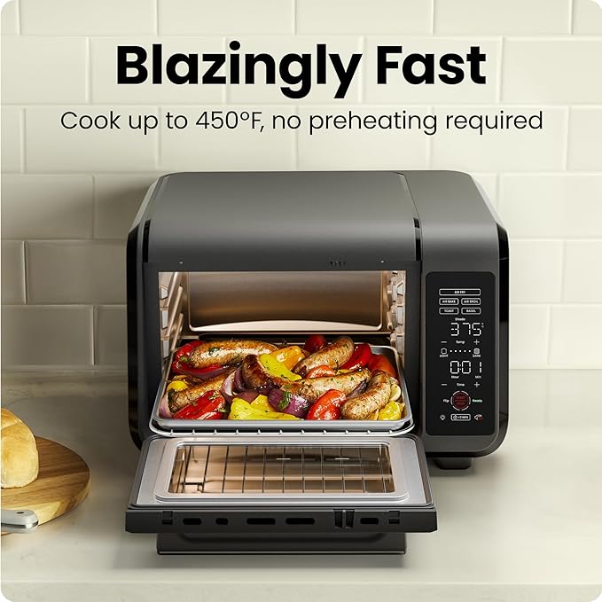 Chefman Air Fryer Toaster Oven Combo Countertop Oven for Quick &amp Healthy Meals Bake Broil Air Fry Toast and Bagel Functions 450°F Max Temp 4 Slice Toaster Oven Air Fryer Combo