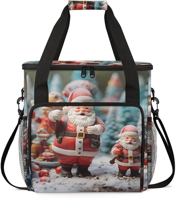 Colorful Santa Claus Coffee Maker Carrying Bag Dreamy Santa Claus Travel Storage Bag Compatible with K-Mini or K-Mini Plus Single Serve Coffee Brewer Carrying Case with Pockets &amp Shoulder Strap
