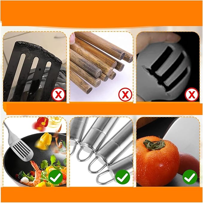 5Pcs Kitchen Cooking Utensils Set Durable Stainless Steel Tools Washable Spoons Spatula Gadgets