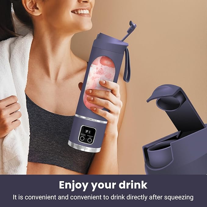 Portable Blender Personal Electric USB500ML Portable juicer Shakes and Smoothies BlenderSmall BlendersMixingCompact、Convenient and Versatile (Purple)