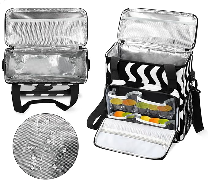 Wavy Lines Coffee Maker Travel Bag for Keurig K-Mini/K-Mini Plus Insulated Waterproof Tote with Pockets for K-Cup Portable Single-Serve Brewer Case