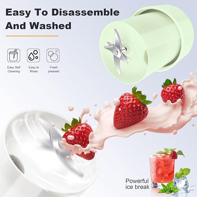 Portable Blender 10 oz Mini Personal Blender for Smoothies Fruits and Veggies with Rechargeable USB Easy to Clean suitable for Traveling or Camping(Green)