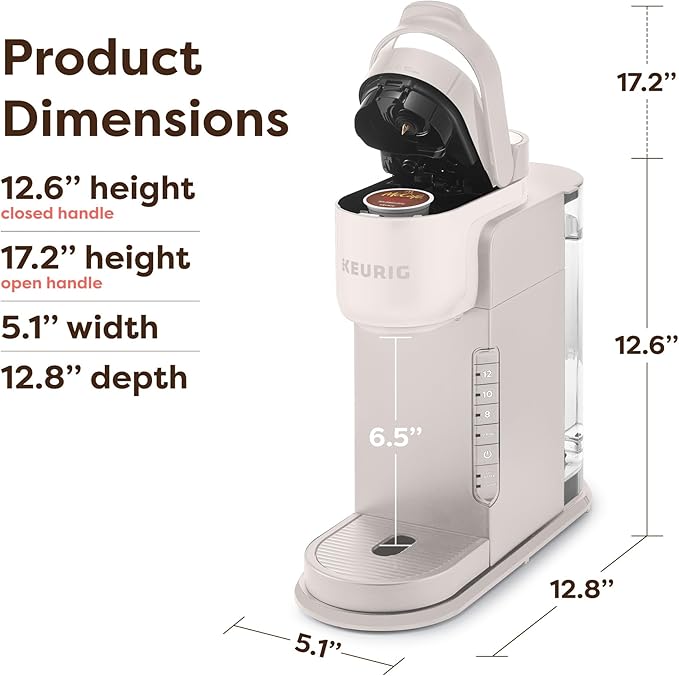 Keurig K-Express Single Serve K-Cup Pod Coffee Maker 3 Brew Sizes Strong Button Feature 42oz Removable Reservoir Warm Stone