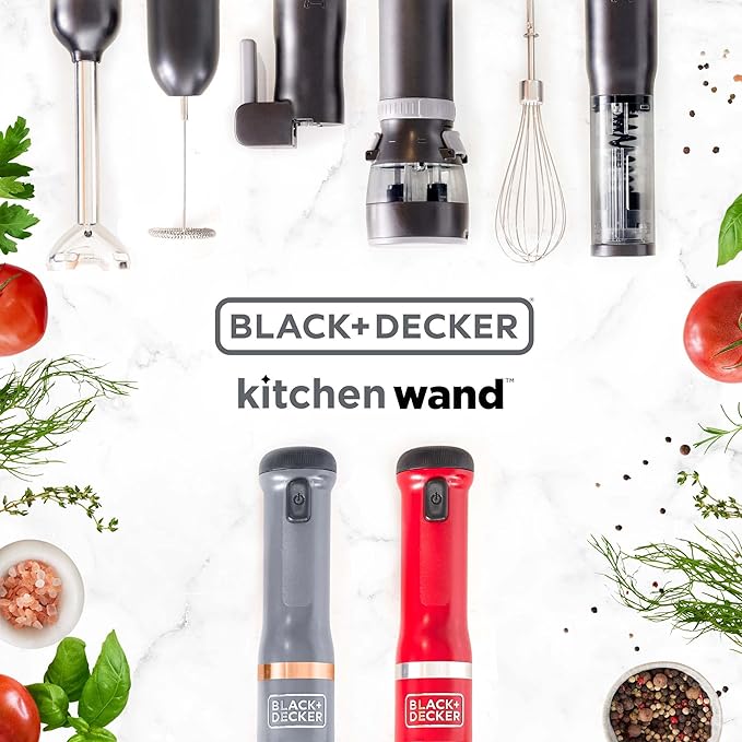 BLACK+DECKER Kitchen Wand Cordless Immersion Blender Hand Blender with Charging Dock Grey (BCKM1011K01)