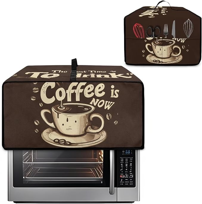 Doojoayie Dust Cover for Toaster Oven 6 Slice Small Appliance Covers Stain Resistant &amp Dustproof Kitchen Appliance Protector Coffee Print