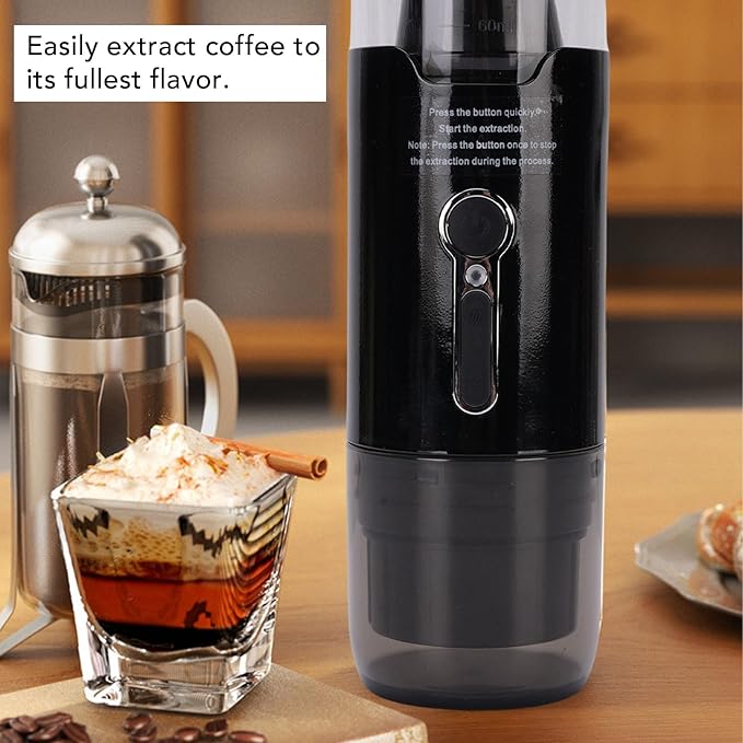 Portable Coffee Maker Heating Automatic Cordless Coffee Machine with 15 Bar Pressure 2000mAh Battery for Travel Camping
