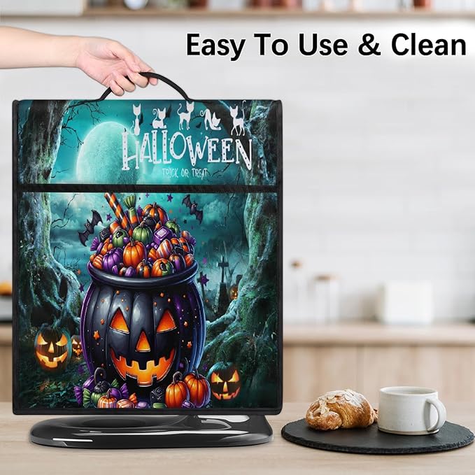cfpolar Kitchen Aid Mixer Cover Compatible with 6-8 Quarts Halloween Bat Pumpkin Forest Stand Mixer Cover Kitchen Aid Mixers Accessories Appliance Organizer Bag Dust Covers with Zipper Pocket