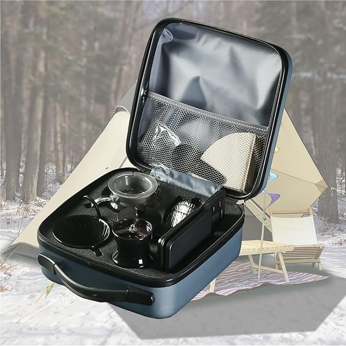 Travel Hand-Brewed Coffee Set Outdoor Portable Camping V60 Appliance Household Entry-Level Hand-Grinding Coffee Machine Full Set Drip Coffee Maker is The Best Gift for her