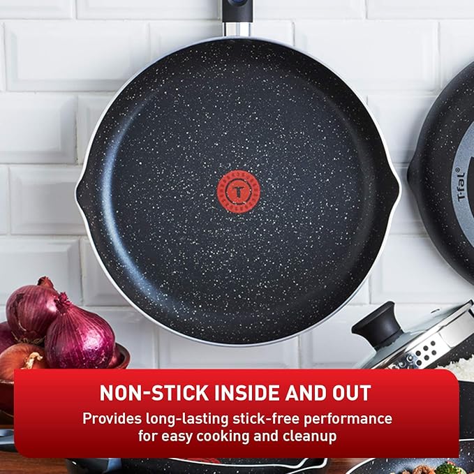 T-fal Signature 9pc Cookware Set Non Stick pots and Pans Non Toxic Cookware Set Thermo-spot Heat Indicator Dishwasher Safe Black