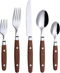 ANNOVA Silverware Set Retro/Rivet Colorful Stainless Steel Tableware Kitchen Flatware Set Utensils Includes Dinner Knives Forks Spoons Salad Forks &amp Dessert Spoons (Wood 20 Pieces)