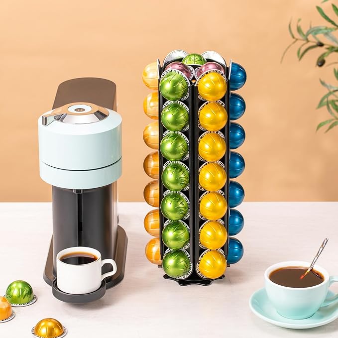 Rice rat Nespresso vertuo Pods Holder Capsules with Central Extra Pod Storage (Carousel-42+ Pods)