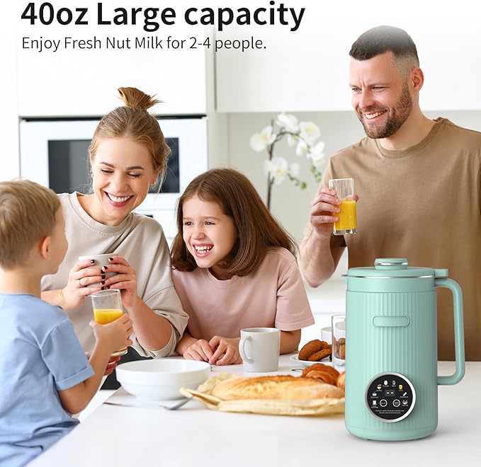 VBGK 8 in 1 Nut Milk Maker Blender With 20 Bladers40oz Soy Almond Oat Coconut Plant Based and Non Dairy Beverages Automatic Soybean Machine With Delay Start/Keep Warm/Boil Water/Auto-clean.