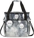 Halloween Ghosts Coffee Maker Carrying Bag Glitter Ghosts Travel Storage Bag Compatible with K-Mini or K-Mini Plus Single Serve Coffee Brewer Carrying Case with Multiple Pockets &amp Shoulder Strap