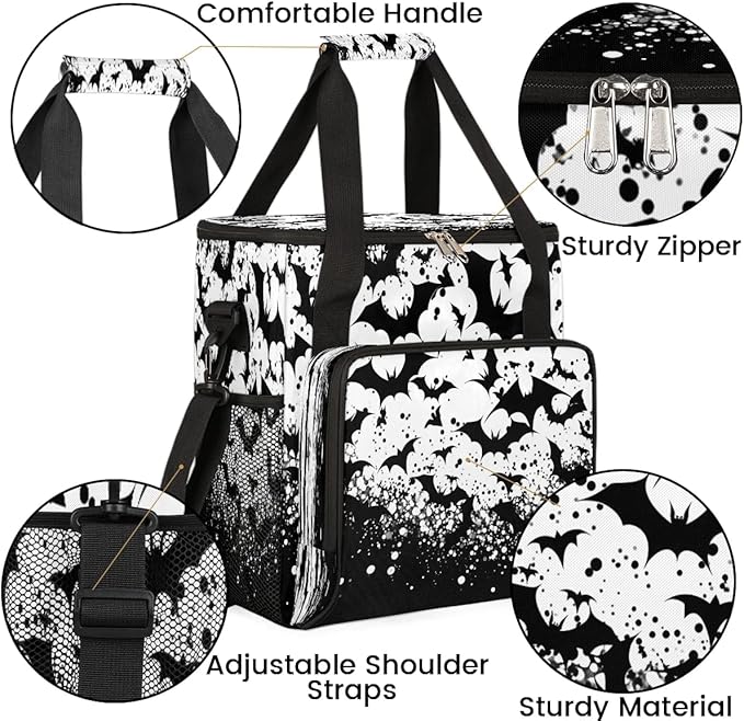 Black White Bats Coffee Maker Carrying Bag for Keurig K-Mini or K-Mini Plus Storage Portable Coffee Maker Travel Bag