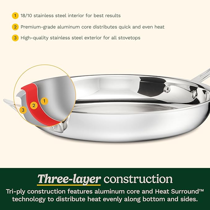 Cuisinart 3 Piece PureClad Triple-Ply Stainless Steel Skillet Set PCST22-81012