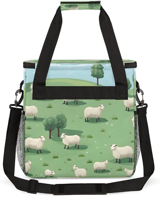 Cute Sheep Coffee Maker Carrying Bag Steppe Trees Travel Storage Bag Compatible with K-Mini or K-Mini Plus Single Serve Coffee Brewer Carrying Case with Multiple Pockets &amp Shoulder Strap