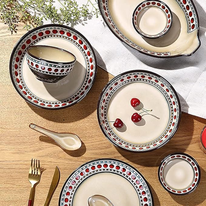 Dinnerware Sets Dish Set11 PcssAmerican Style Retro Porcelain Tableware Set with Plates and BowlsCeramic Dinner Set for Kitchen and Dinning