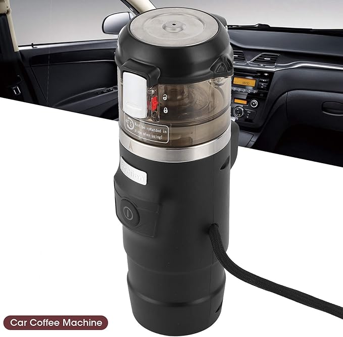 Portable Car Coffeemaker 12V Electric Coffee Machine with Cigarette Lighter Power Supply Automatic Temperature Control Spill Proof Design Durable Nylon and Stainless Steel