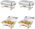 Superior Stainless Steel Chafing Dish Buffet Set – 2 Sets of 2-Piece Silver &amp Gold Food Warmers for Large Parties and Banquets – Durable Kitchen Cookware for Catering – Includes Specs: 2*2