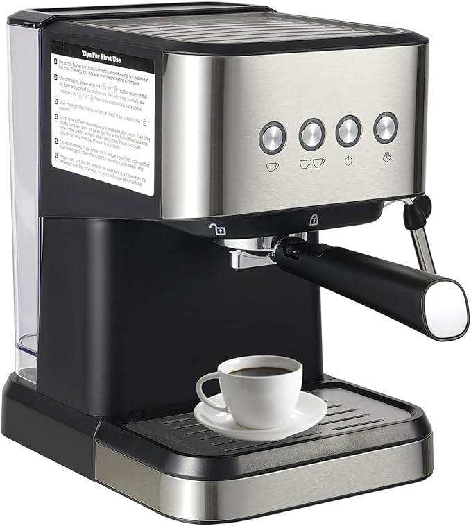 Semi-automatic Coffee Machine Bar Espresso Machine 110V 1050W 2-in-1 Drip Coffee Maker with Adjustable Steam Nozzle for Home Office Cafe