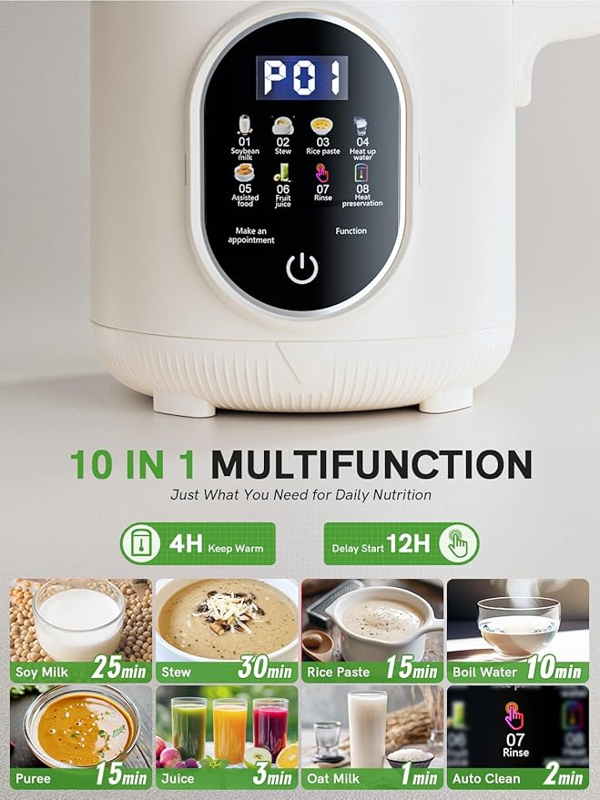 Upgraded 55oz Nut Milk Maker Machine (Extra Large)10-in-1 Automatic Soy Milk Maker with 20 Blades Homemade Plant-Based Oat Almond Milk Maker with Auto Clean/DelayStart/BoilWater/Keep Warm5-6 Cups