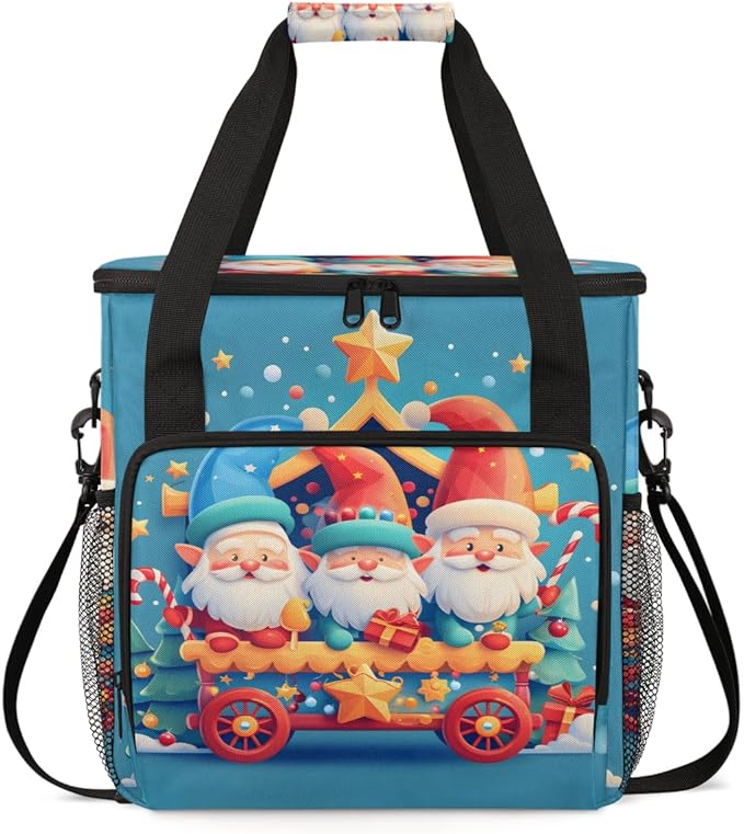 Fantastic Santa Claus Coffee Maker Carrying Bag Colorful Santa Claus Travel Storage Bag Compatible with K-Mini or K-Mini Plus Single Serve Coffee Brewer Carrying Case with Pockets &amp Shoulder Str