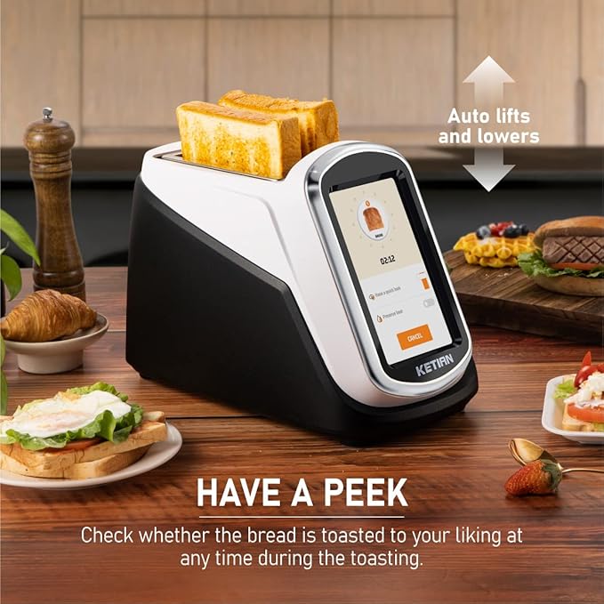 2 Slice Touchscreen Toaster2 Wide SlotsSmart Bread Toaster for Bagel English Muffins Toast Pastry Waffles Bread Customize Toasting TimeHave a Quick Look120V 1400W