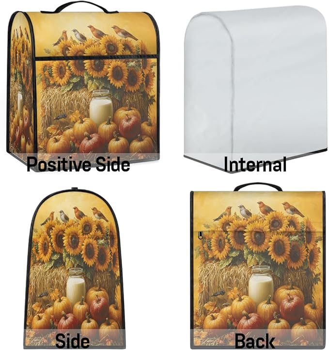 cfpolar Kitchen Aid Mixer Cover Compatible with 6-8 Quarts Pumpkin Sunflower Animal Bird Stand Mixer Cover Kitchen Aid Mixers Accessories Appliance Organizer Bag Dust Covers with Zipper Pocket