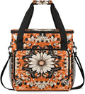 Orange Mandala Coffee Maker Carrying Bag Retro Mandala Travel Storage Bag Compatible with K-Mini or K-Mini Plus Single Serve Coffee Brewer Carrying Case with Multiple Pockets &amp Shoulder Strap