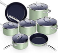 Nuwave 12pc Forged Lightweight Cookware Set G10 Healthy Duralon Ceramic Ultra Non-Stick Coating Vented Tempered Glass Lids Stay-Cool Handles Induction-Ready &amp Works on All Cooktops PFAS Free