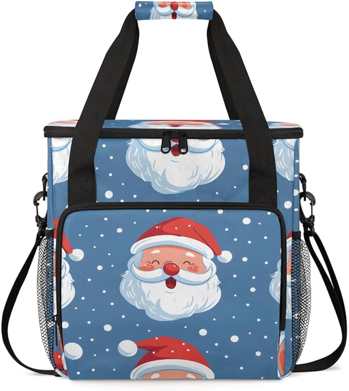 Abstract Santa Claus Coffee Maker Carrying Bag Bright Santa Claus Travel Storage Bag Compatible with K-Mini or K-Mini Plus Single Serve Coffee Brewer Carrying Case with Pockets &amp Shoulder Strap